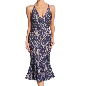 Dress The Population Nave Lace V-Neck Body Con Dress Womens Size Large